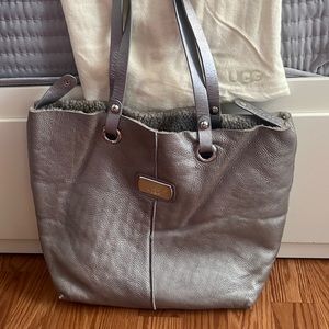 Nearly New Silver Grey Metallic UGG Tote